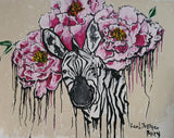 Stripes and Blooms | Original Zebra Art