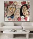 John Lennon, Andy Warhol and Yoko Ono and Roses Pop Portrait