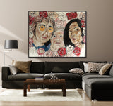 John Lennon, Andy Warhol and Yoko Ono and Roses Pop Portrait