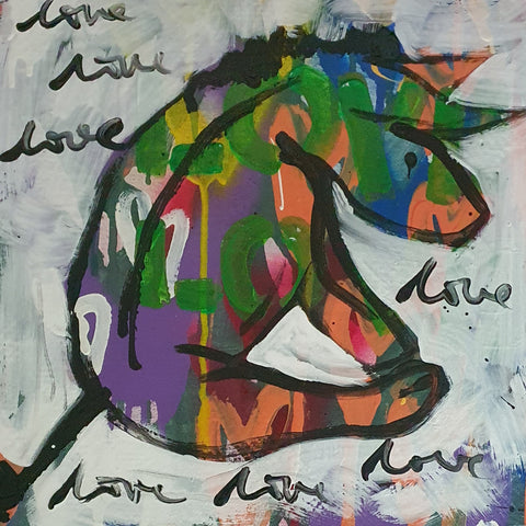 The Classic Eeyore artwork is a nostalgic and heartwarming piece that brings the beloved character Eyore to life in a unique, modern way.

Set against a backdrop of love hearts, Eeyore's black outline allows the vibrant colors of the hearts to shine through, creating a playful and whimsical contrast.