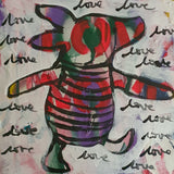 The Classic Piglet artwork is a nostalgic and heartwarming piece that brings the beloved character Piglet to life in a unique, modern way.

Set against a backdrop of love hearts, Piglet’s black outline allows the vibrant colors of the hearts to shine through, creating a playful and whimsical contrast.