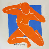 Abstract Nude Female Orange and Blue