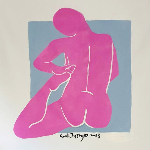 Abstract Nude Female Pink and Blue