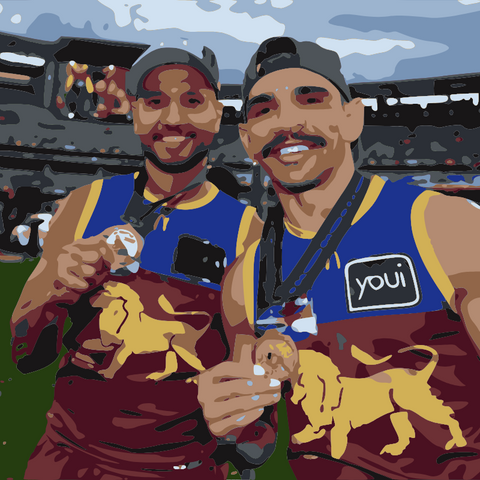 Custom Brisbane Lions portrait celebrating the 2025 AFL Grand Final premiership win