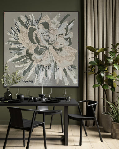 Large Floral Textured Art Commission - Original Art