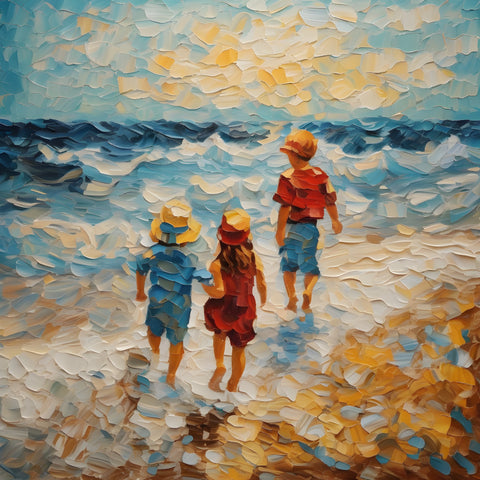 Seafoam and Sunshine | Children At The Beach Art Prints