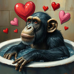 Banana Scented Bubbles | Chimpanze In Bath Art Prints