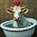 Soak In The Serenity | Cow In Bath Art Prints