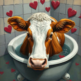 Milk and Bubbles | Cow In Bath Art Prints