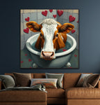 Milk and Bubbles | Cow In Bath Art Prints