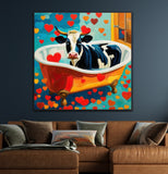 Plush Pasture Baths | Cow In Bath Art Prints