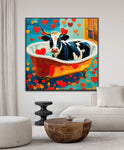 Plush Pasture Baths | Cow In Bath Art Prints