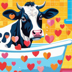 Bath Time On The Farm | Cow In Bath Art Prints