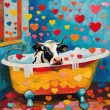 Moo-d For A Soak | Cow In Bath Art Prints