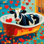 Plush Pasture Baths | Cow In Bath Art Prints