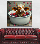 Pasture and Pampering | Cow In Bath Art Prints