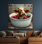 Pasture and Pampering | Cow In Bath Art Prints