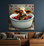 Pasture and Pampering | Cow In Bath Art Prints