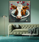 Milk and Bubbles | Cow In Bath Art Prints