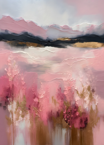 Pink Landscape - Instant Download Art