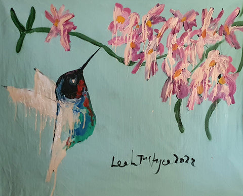 Eco-friendly hummingbird wall art printed with sustainable materials