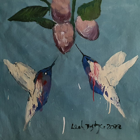 Eco-friendly hummingbird wall art printed with sustainable materials