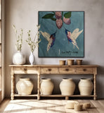Eco-friendly hummingbird wall art printed with sustainable materials