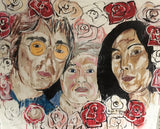 John Lennon, Andy Warhol and Yoko Ono and Roses Pop Portrait