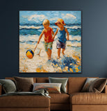 Marshmallow Clouds Overhead | Children At The Beach Art Prints