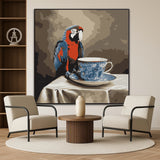 Curious Glance | Macaw and Tea Cup Art