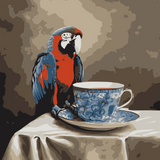 Curious Glance | Macaw and Tea Cup Art