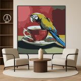 Chatter Over Tea | Macaw and Tea Cup Art