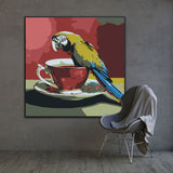 Chatter Over Tea | Macaw and Tea Cup Art