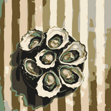 Oysters On Striped Fabric - Hand-painted Art