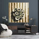 Oysters On Striped Fabric - Hand-painted Art