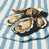 Oysters On Striped Fabric - Hand-painted Art