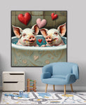 Pink Perfection In The Tub | Pigs In Bath Art Prints