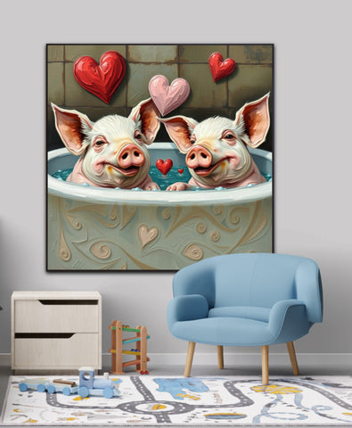 Pink Perfection In The Tub | Pigs In Bath Art Prints