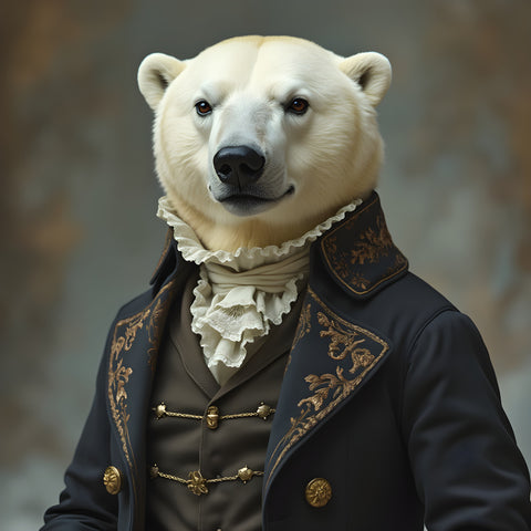 Snow and Sophistication | Polar Bear In Clothing Art