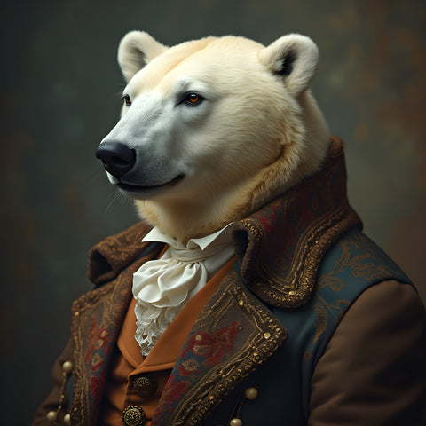 Frosted Elegance | Polar Bear In Clothing Art