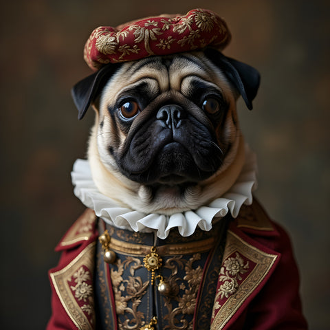 Noble Pug Charm | Pug In Clothing Art