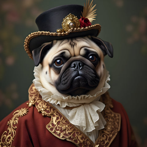 The Top-Hatted Pug | Pug In Clothing Art