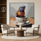 Chirps and Cups | Rainbow Lorikeet and Tea Cup Art