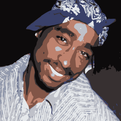 Handpainted Tupac Shakur portrait on canvas featuring original rap icon artwork, framed wall art or rolled for international shipping.
