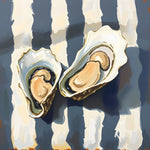 Oysters On Striped Fabric - Fine Art Prints