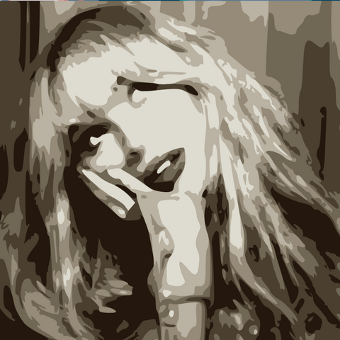 Handpainted pop art portrait of Sabrina Carpenter featuring bold colors and expressive brushstrokes, inspired by her songs Espresso and Feather, perfect wall art for music fans and collectors