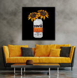 Travla Beer Fine Art Prints – Retro Can with Floral Elegance