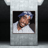 Handpainted Tupac Shakur portrait on canvas featuring original rap icon artwork, framed wall art or rolled for international shipping.