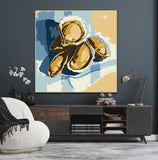 Oysters On Striped Fabric - Hand-painted Art