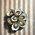 Oysters On Striped Fabric - Fine Art Prints